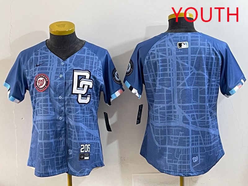 Youth Washington Nationals Blank Blue Joint Name 2025 Nike MLB Jersey style 4